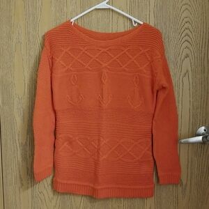 Talbots Petites Anchor Orange Sweater